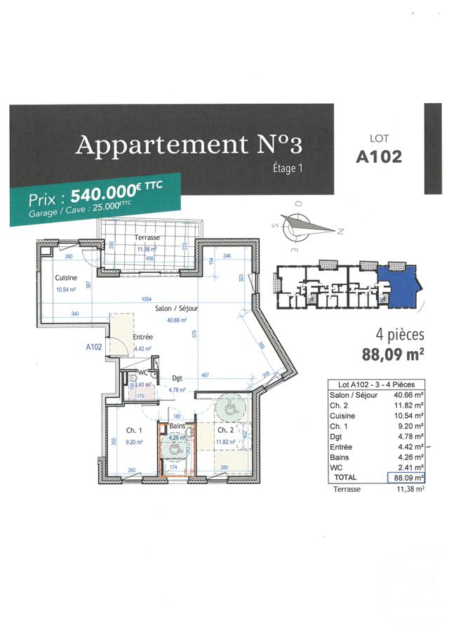 Appartement F3 à vendre - 3 pièces - 88.09 m2 - STRASBOURG - 67 - ALSACE - Century 21 Absis Immobilier