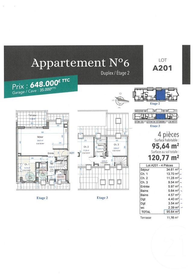 Appartement Duplex à vendre - 4 pièces - 95.64 m2 - STRASBOURG - 67 - ALSACE - Century 21 Absis Immobilier